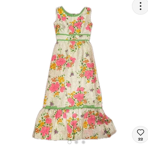 Super beautiful vintage 70s dress with empire waist and floral pattern festival - Picture 1 of 3